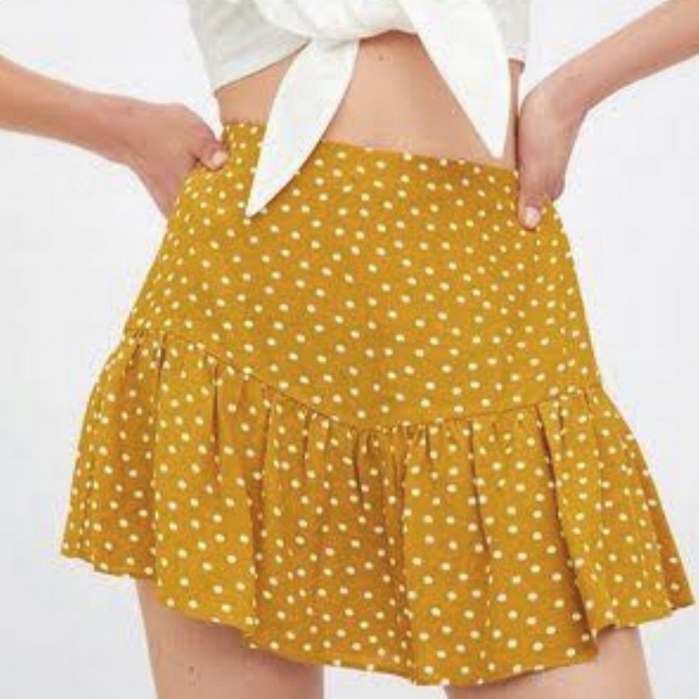 Zara Yellow Polka Dot Skort